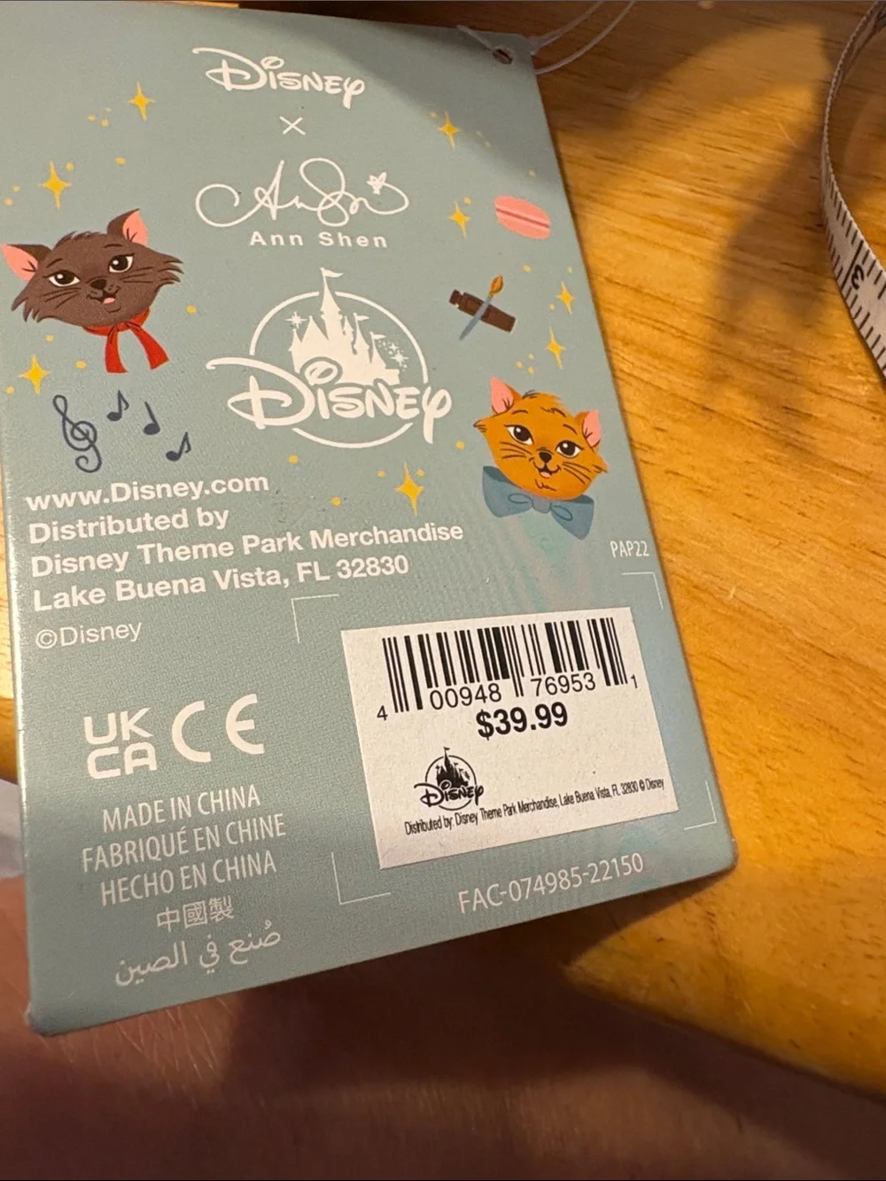 Disney Gold Lantern with Pink Ribbon and LED Candle